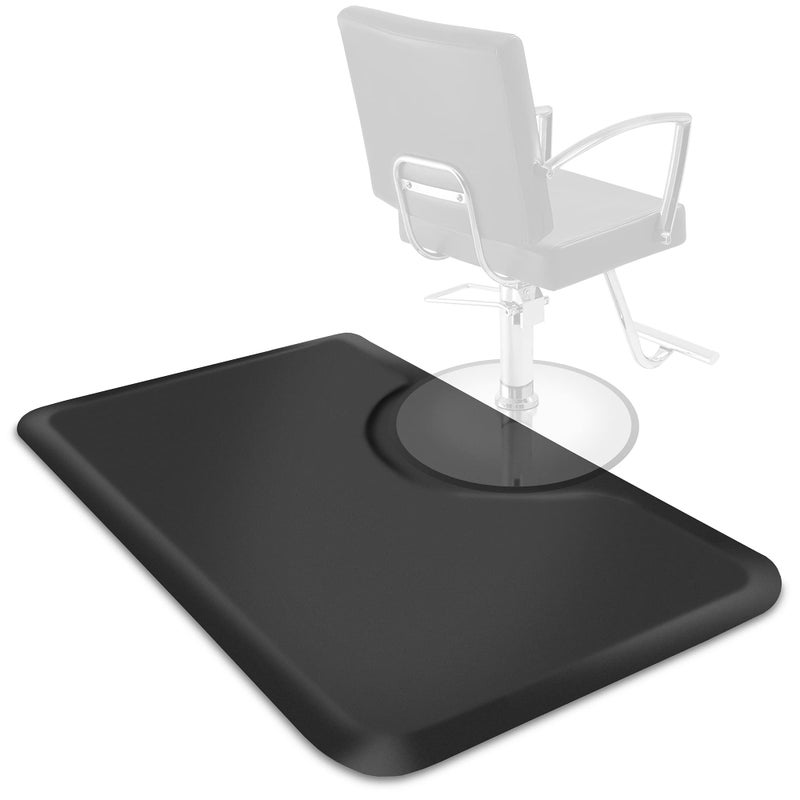 Saloniture 3 ft. x 5 ft. Salon & Barber Shop Chair Anti-Fatigue Floor Mat - Black Rectangle - 1/2 in. Thick - Image 1