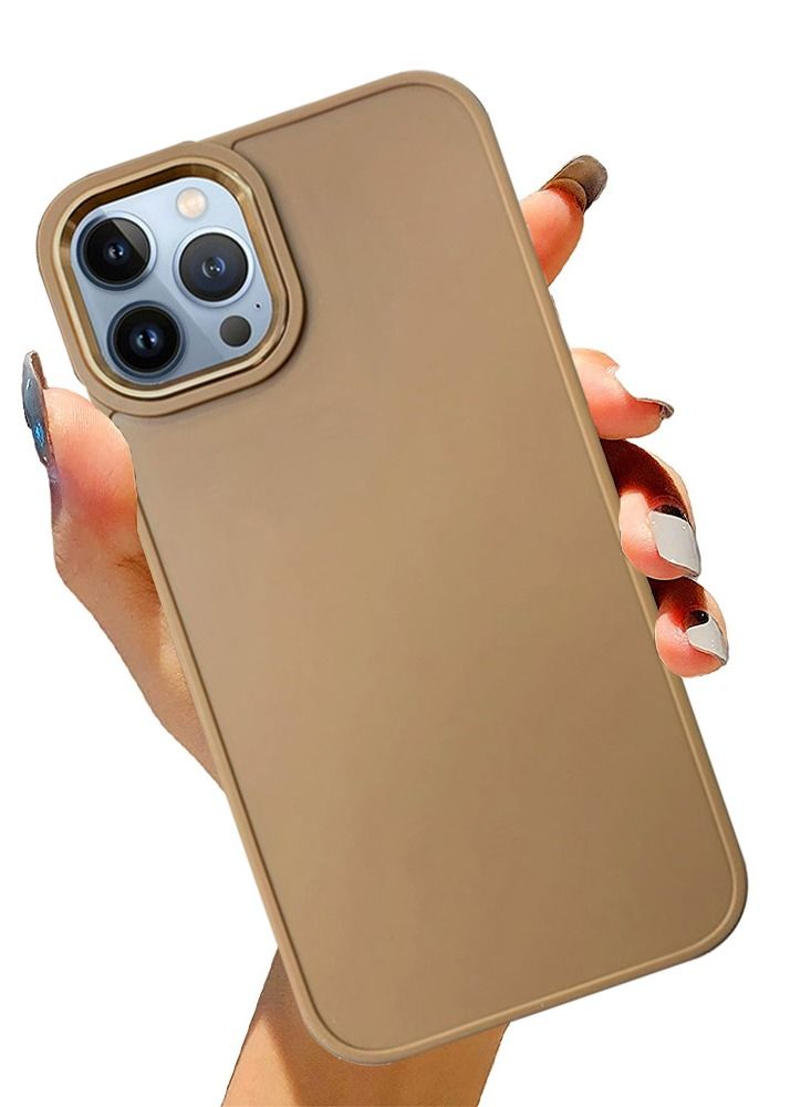 JOWAY غطاء سيليكون ناعم فائق النحافة مضاد للصدمات لجهاز آيفون 12 برو ماكس 6.5 بوصة بني - Image 4