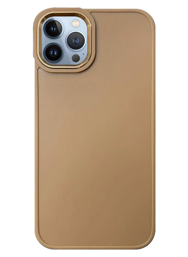 JOWAY غطاء سيليكون ناعم فائق النحافة مضاد للصدمات لجهاز آيفون 12 برو ماكس 6.5 بوصة بني - Image 1