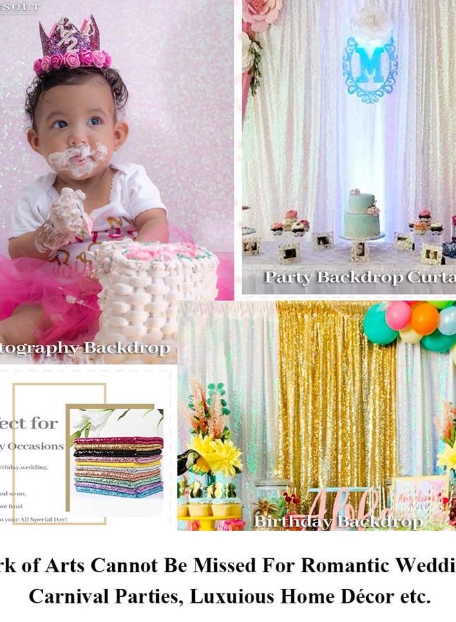 Partisout Sequin Curtains 2 Panels Iridescent White 2Ftx7Ft Sequin Backdrop Curtain 84In Lenght Glitter Wedding Backdrop Party Backdrop Curtain Payette Sequin Curtain Photo Backdrop for Christmas Decorations - Image 5