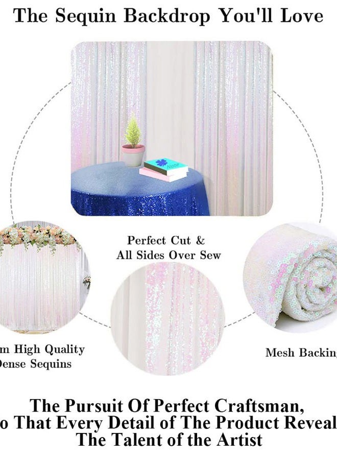 Partisout Sequin Curtains 2 Panels Iridescent White 2Ftx7Ft Sequin Backdrop Curtain 84In Lenght Glitter Wedding Backdrop Party Backdrop Curtain Payette Sequin Curtain Photo Backdrop for Christmas Decorations - Image 4