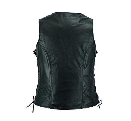 Leatherick Women Top Grain Genuine Buffalo Black Ladies Leather Vests for Motorcycle Bikers (as1, alpha, x_l, regular, regular, Black (Plain), XL) - Image 3