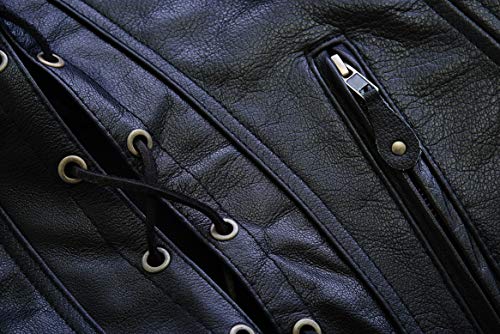Leatherick Women Top Grain Genuine Buffalo Black Ladies Leather Vests for Motorcycle Bikers (as1, alpha, x_l, regular, regular, Black (Plain), XL) - Image 5