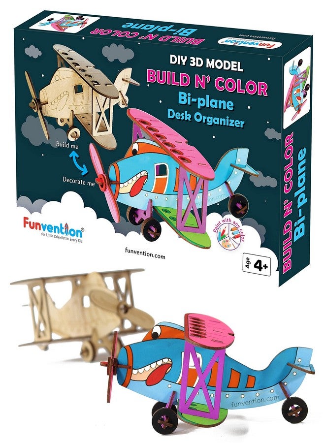 فنفينشين طائرة فانفنشن ثنائية الأجنحة - نموذج تلوين ثلاثي الأبعاد - منظم مكتبي قابل للتركيب بنفسك - لعبة ألغاز ثلاثية الأبعاد لتعلم العلوم والتكنولوجيا والهندسة والرياضيات - مجموعة فنية وتلوين ورسم للأطفال - هدية عيد ميلاد، لعبة ميكانيكية ثلاثية الأبعاد اصنعها بنفسك - Image 1