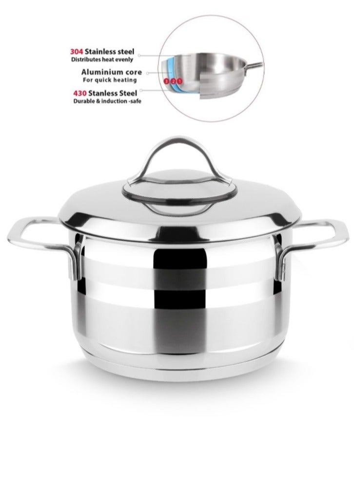 Top Chef 12 Piece Turkish Stainless Steel Cookware Set 18/10 Silver - Image 2