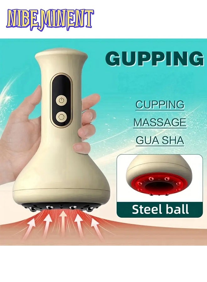 NIBEMINENT Portable Adjustable Intensity Cupping Massager, 9 Levels of Intensity, Full Body Cupping Tool, 1200mA with Hot Compress Function, Suitable for Home Use and As A Gift, Portable Rechargeable Cupping Device with 8 Steel Balls - Image 1