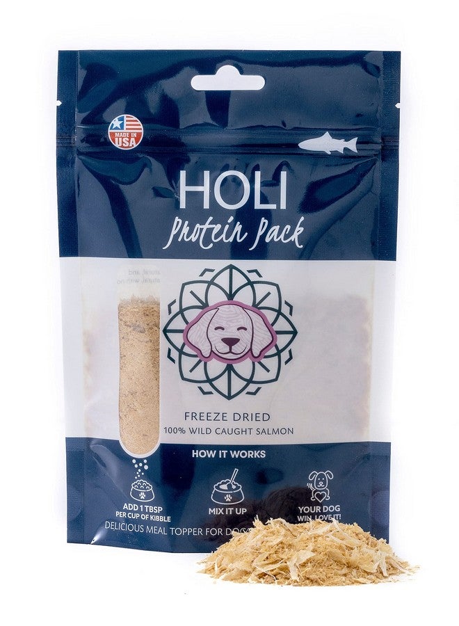 هولي طعام الكلاب من سمك السلمون المجفف بالتجميد من هولي - مع أوميغا 3 و6 - مكون واحد، سمك السلمون البري الصالح للأكل - معزز نكهة طعام الكلاب للكلاب الانتقائية - طبيعي 100% - 1.5 أونصة - Image 1