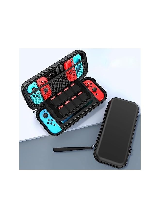 بروماس حافظة سويتش متوافقة مع نينتندو سويتش، مجموعة ملحقات 9 في 1 مع حقيبة حمل، حافظة واقية قابلة للإرساء، واقي شاشة عالي الدقة و6 قطع من أغطية مقابض الإبهام - Image 3