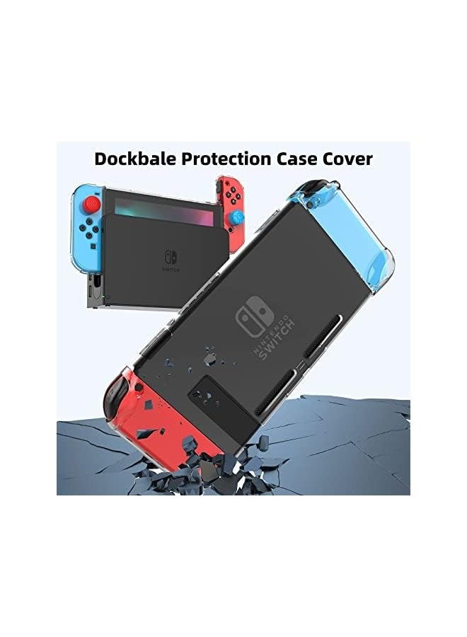 بروماس حافظة سويتش متوافقة مع نينتندو سويتش، مجموعة ملحقات 9 في 1 مع حقيبة حمل، حافظة واقية قابلة للإرساء، واقي شاشة عالي الدقة و6 قطع من أغطية مقابض الإبهام - Image 4