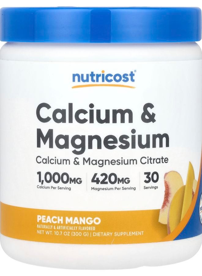 Nutricost Calcium & Magnesium Peach Mango 10.7 oz (300 g)