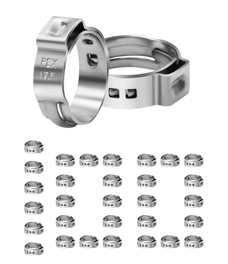 Ruby Q 100 Pack 1/2" PEX Cinch Clamps, Stainless Steel Single Ear Hose Clamps - Image 1