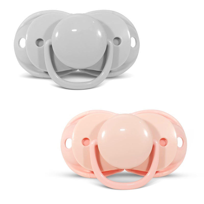RaZbaby Keep-It-Kleen Baby Pacifier 2-Pack Closes When Dropped - BPA-Free Silicone Orthodontic Nipple, Ideal for Travel, Nipple Stays Clean, 0-36 Months - Pink/Grey - Image 1
