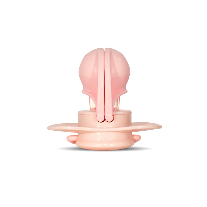 RaZbaby Keep-It-Kleen Baby Pacifier 2-Pack Closes When Dropped - BPA-Free Silicone Orthodontic Nipple, Ideal for Travel, Nipple Stays Clean, 0-36 Months - Pink/Grey - Image 4