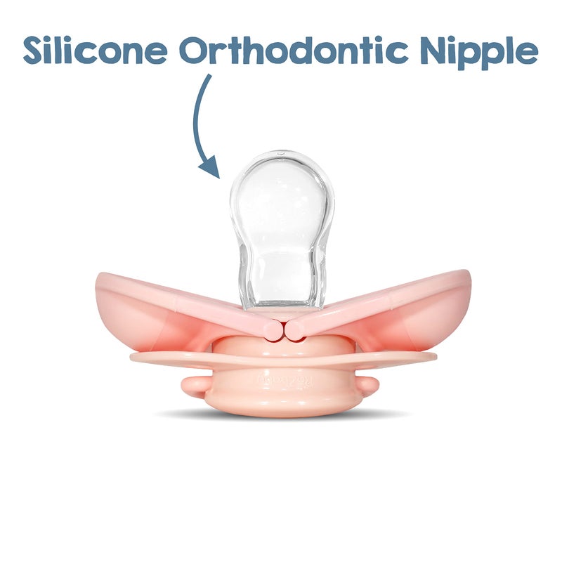 RaZbaby Keep-It-Kleen Baby Pacifier 2-Pack Closes When Dropped - BPA-Free Silicone Orthodontic Nipple, Ideal for Travel, Nipple Stays Clean, 0-36 Months - Pink/Grey - Image 5