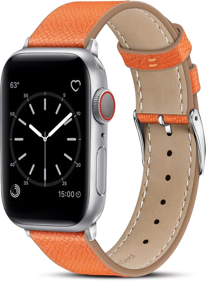 Marge Plus Compatible with Apple Watch Band 44mm 42mm 40mm 38mm, Genuine Leather Replacement Band for iWatch Series SE 8 7 6 5 4 3 2 1