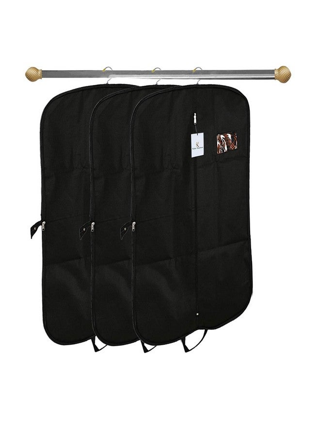 Kuber Industries Kuber Industries Coat Cover|Foldable Blazer Cover|Suit Cover With Zipper Closure|Cloth Organizer For Dust Proof Jacket|Pack of 3 (Black)  - Image 1