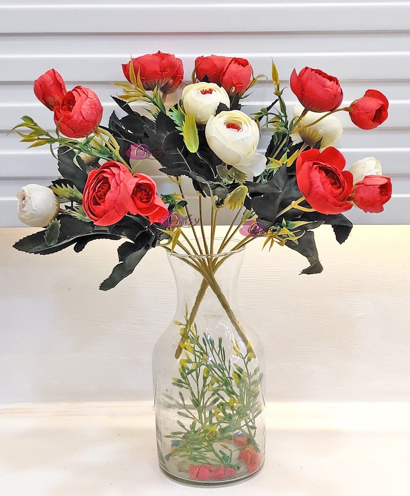 ARTSY Artificial Flowers for Home Decoration Small Size Rose Bunch Combo (Pack of Two) Dry Cut Finish | VASE NOT Included | - Image 1