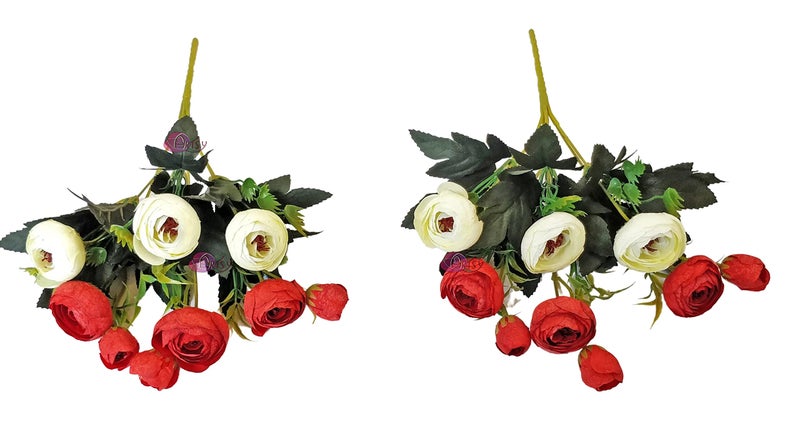 ARTSY Artificial Flowers for Home Decoration Small Size Rose Bunch Combo (Pack of Two) Dry Cut Finish | VASE NOT Included | - Image 3