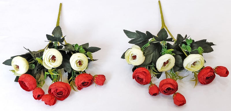 ARTSY Artificial Flowers for Home Decoration Small Size Rose Bunch Combo (Pack of Two) Dry Cut Finish | VASE NOT Included | - Image 5