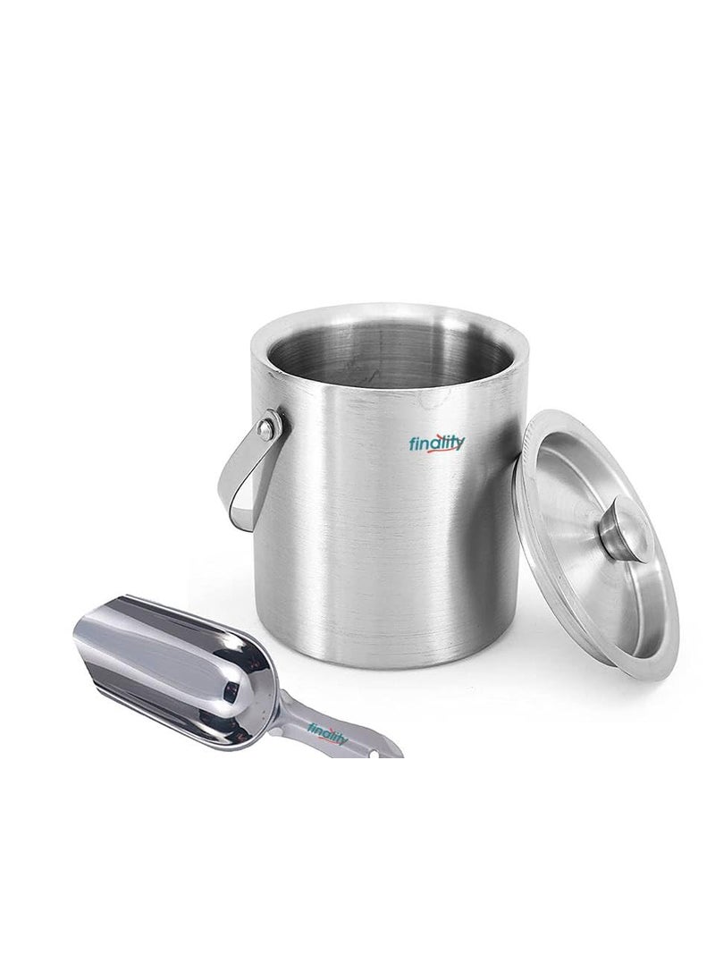 FINALITY finality Double Wall Stainless Steel Plain Ice Bucket with Ice Scoop 175 L Capacity Keeps Ice Cold for Long hrs bar Tools for Home bar Accessories Mini bar  - Image 1