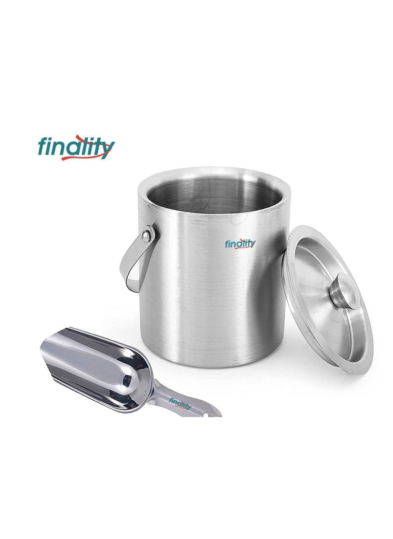 FINALITY finality Double Wall Stainless Steel Plain Ice Bucket with Ice Scoop 175 L Capacity Keeps Ice Cold for Long hrs bar Tools for Home bar Accessories Mini bar  - Image 2
