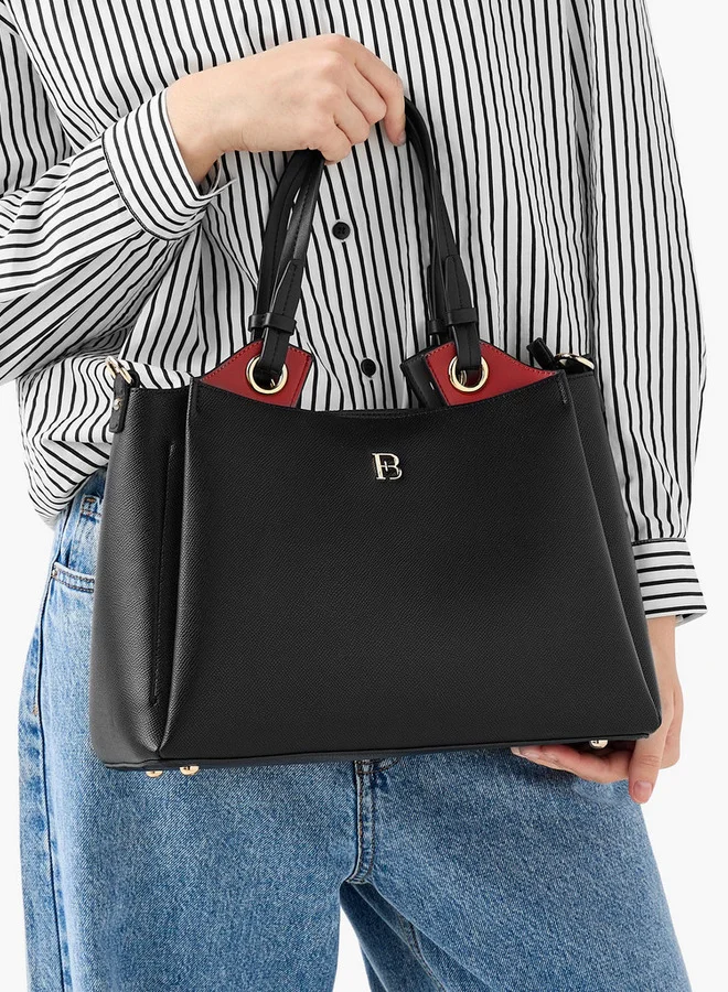 Flora Bella By Shoexpress Solid Tote Bag with Detachable Strap and Zip Closure