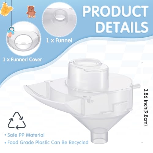 Remerry 4 Sets Replacement Funnel Compatible with Baby Brezza Formula Pro Advanced Replacement Parts Funnel and Cover Compatible with Baby Formula Dispenser, Clear, Easy to Use and Clean - Image 4