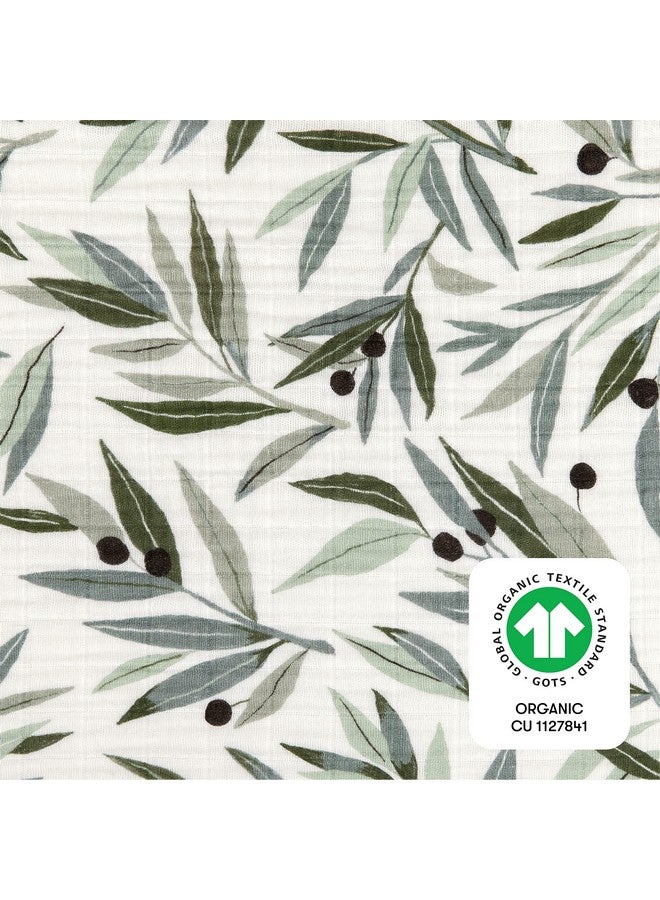 Babyletto 100% Quilted Organic Cotton Changing Pad Cover, GOTS-Certified, Fitted 360°, Ultra-Soft and Breathable Muslin - Olive Branches - Image 5