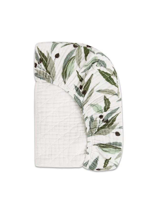 Babyletto 100% Quilted Organic Cotton Changing Pad Cover, GOTS-Certified, Fitted 360°, Ultra-Soft and Breathable Muslin - Olive Branches - Image 4