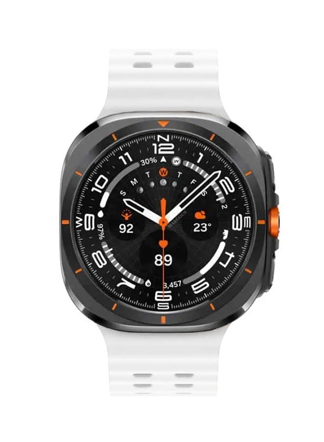 MARGOUN Strap Silicone Replacement for Samsung Galaxy Watch 8 Ultra Band 47mm, Rugged Soft Ocean Silicone Sport Accessory Fit for Samsung Galaxy Watch Ultra Band Dual Row Hole - White - Image 4