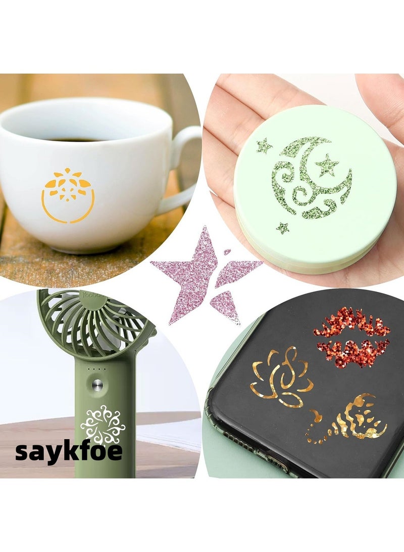 سايكفو [16 ورقة] مجموعة وشم الحناء المؤقت للنساء والفتيات والأطفال، أكثر من 200 قالب وشم، استنسل وشم مؤقت لامع هندي عربي للوجه والجسم (16 ورقة) - Image 5