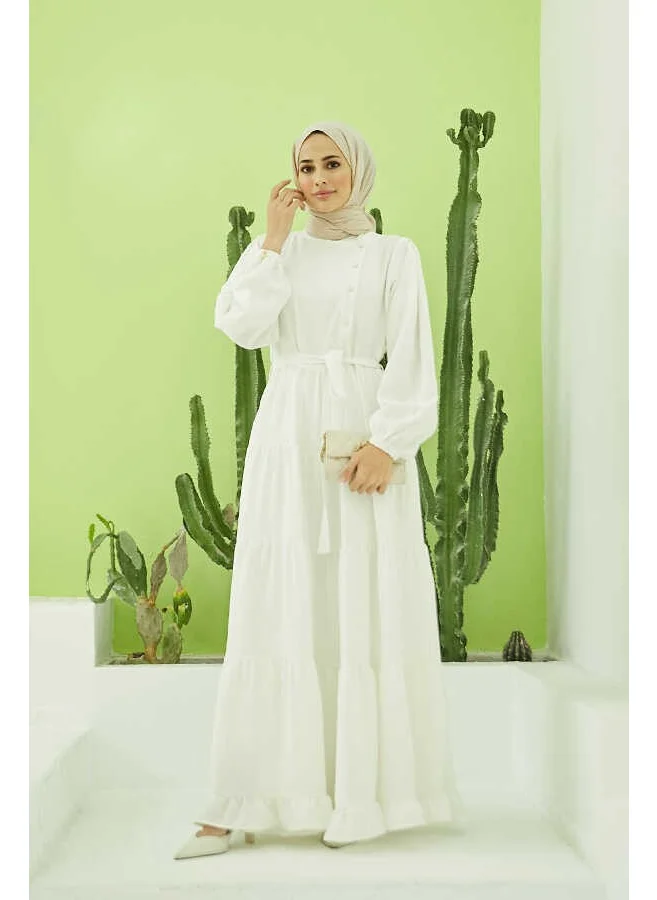 Neways 6599-BERLIN Ruffle Dress White
