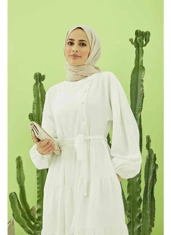 Neways 6599-BERLIN Ruffle Dress White