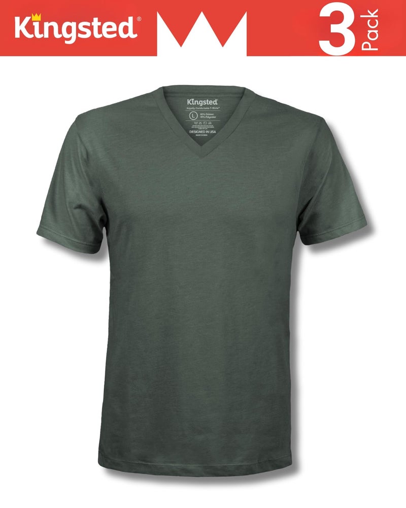 Kingsted V-Neck T-Shirts for Men - Royally Comfortable - Super Soft Cotton Blend - Well-Crafted Classic Tees (3 Pack, Royal, Large) - Image 5