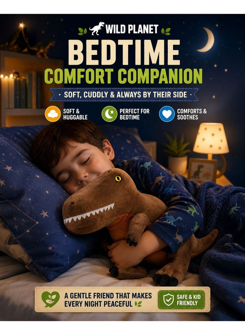 Wild Planet T-Rex Plush Toy 38cm Realistic Dinosaur Stuffed Animal Soft Cuddly Prehistoric Dino Plush Doll for Kids Boys Girls Hugging Sleeping Playtime Educational Gift Brown Tyrannosaurus Rex Soft Toy - Image 2