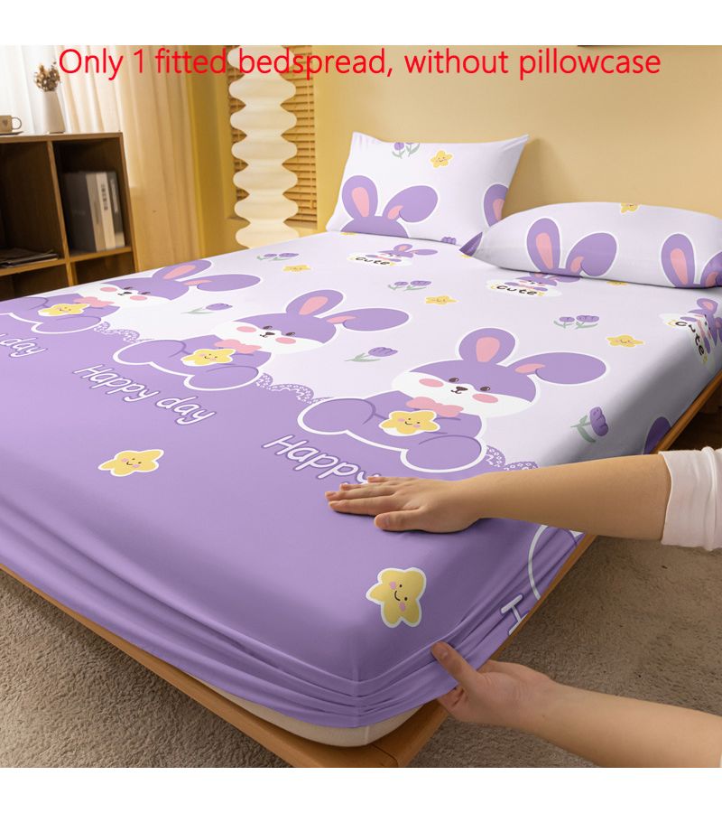 1 Piece Cartoon Cute Animal Little Rabbit Purple Pattern Printing Fleece Bed Sheet Printed Bedspread For Bedroom Bedding Excluding Pillowcases 78.74 Inches By 78.74 Inches