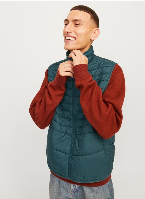 High Stand Up Collar Puffer Gilet with Storage Bag