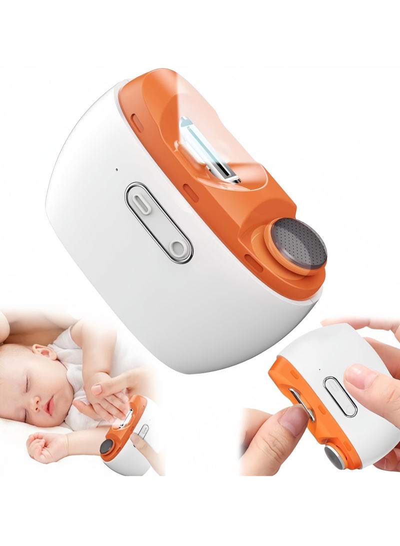 Automatic Nail Clipper, 2 in-1 Electric Nail Clipper and Nail Polisher, Electric Baby Nail Clippers with Light,USB Rechargeable Suitable for Babies,Women Manicure,Kids, Adults and Seniors（Orange） - Image 1