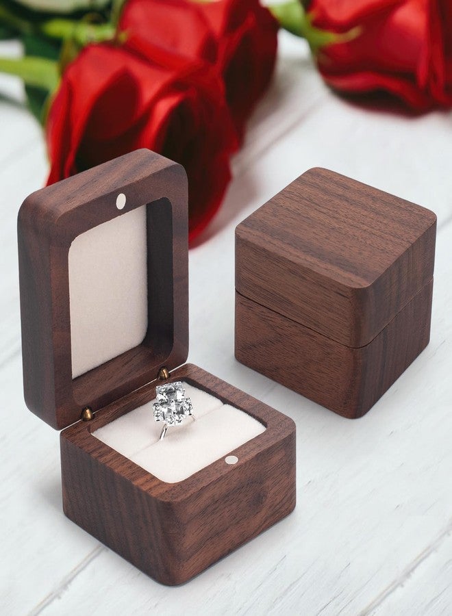 ERDOGLY Wooden Ring Box with Single Slot, Mini Engagement Ring Holder Box, Square Wedding Ring Box Jewelry Storage Case, Elegant and Retro Ring Gift Box for Proposal, Wedding, Ceremony (White) - Image 3