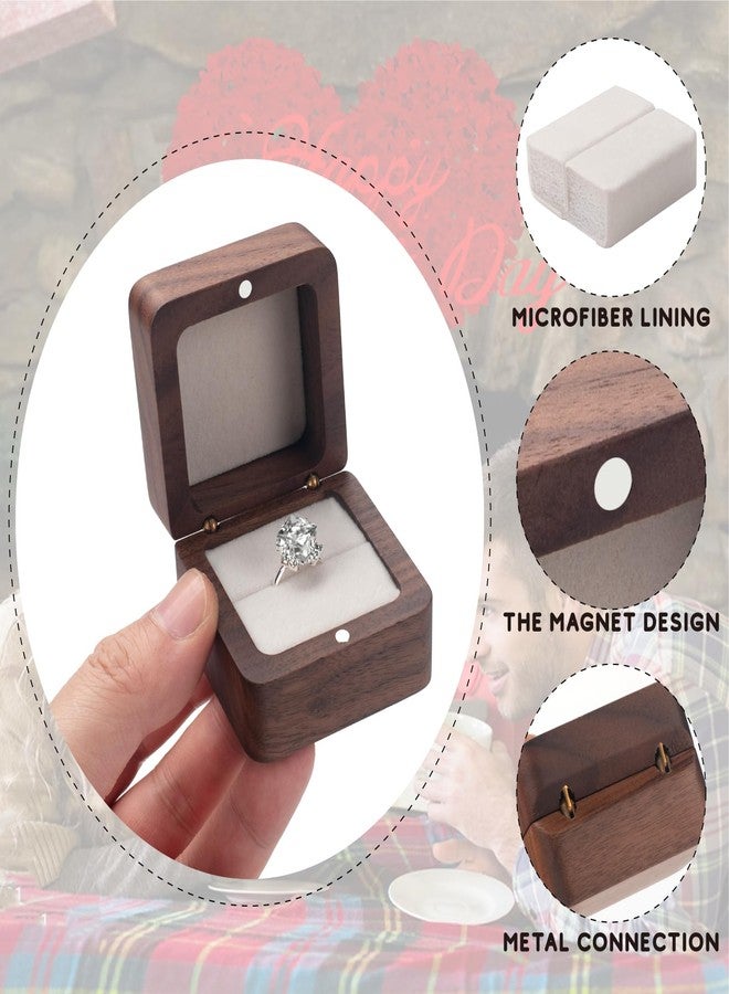 ERDOGLY Wooden Ring Box with Single Slot, Mini Engagement Ring Holder Box, Square Wedding Ring Box Jewelry Storage Case, Elegant and Retro Ring Gift Box for Proposal, Wedding, Ceremony (White) - Image 4