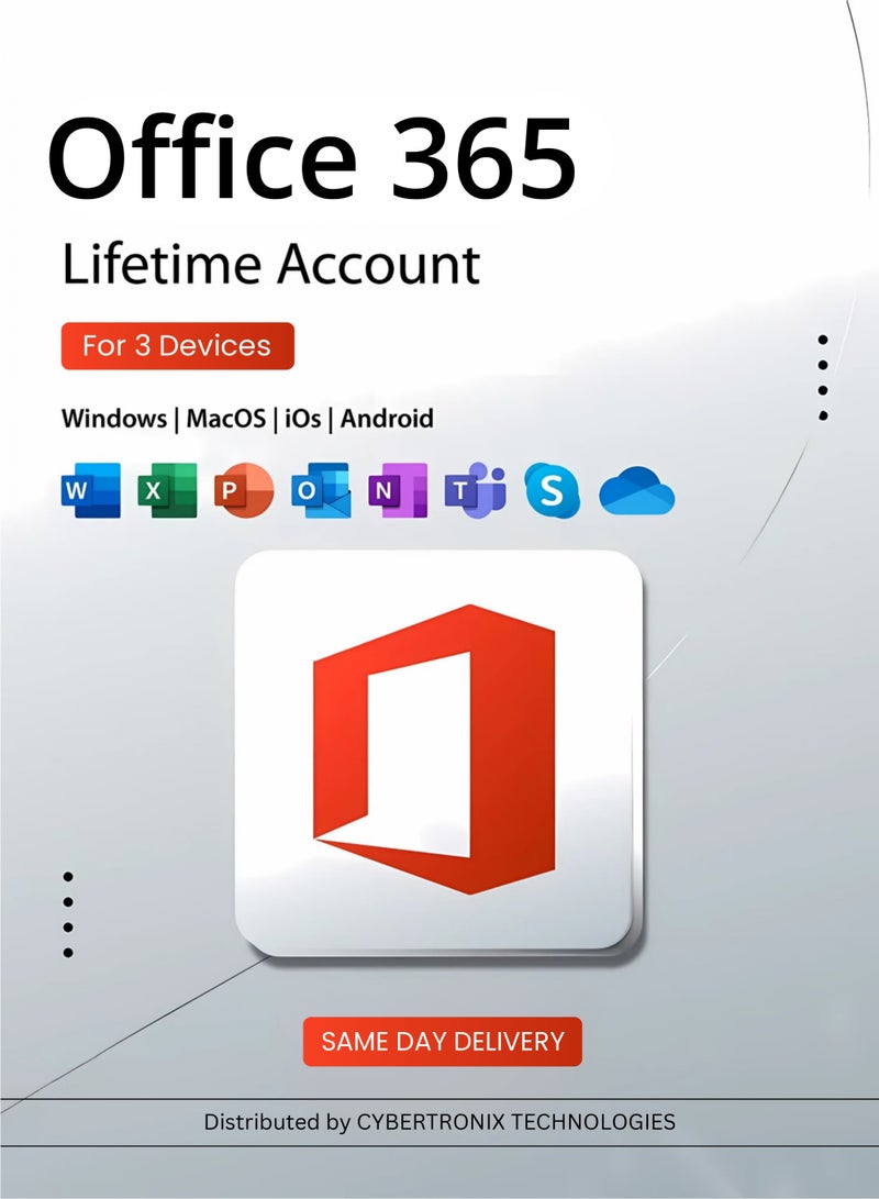 Office 365 Lifetime Account for 3 Devices | Windows, Android, MAC, iOS & Online | Digital License