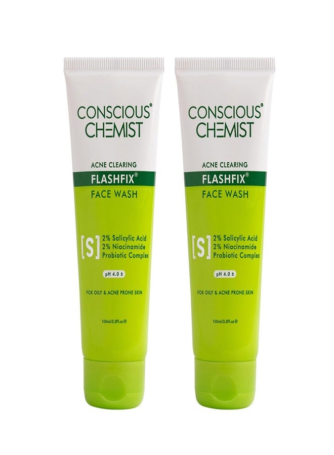 Conscious Chemist Daily Face Wash For Oily Acne Prone Skin with Salicylic Acid, Glycolic Acid & CICA Extract | For Acne & Radiant Skin | Cruelty Free | Pack of 2 - Image 1