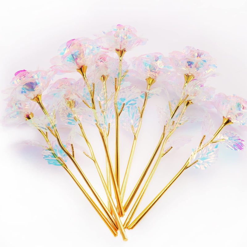 Warmtree 15 Pcs 24K Galaxy Rose Colorful Artificial Flowers Rainbow Rose Flower Forever Rose Best Gifts for Mother's Day Thanksgiving Valentine's Day Girl's Birthday Party, Gradient Color - Image 4
