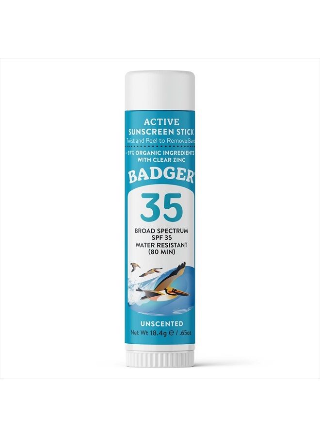 Badger Face Sunscreen Stick SPF 35 with Mineral Zinc Oxide, Travel Size Sunscreen, 97% Organic Ingredients, Reef Friendly SPF Stick Sunscreen for Face, Unscented, 0.65 oz - Image 1