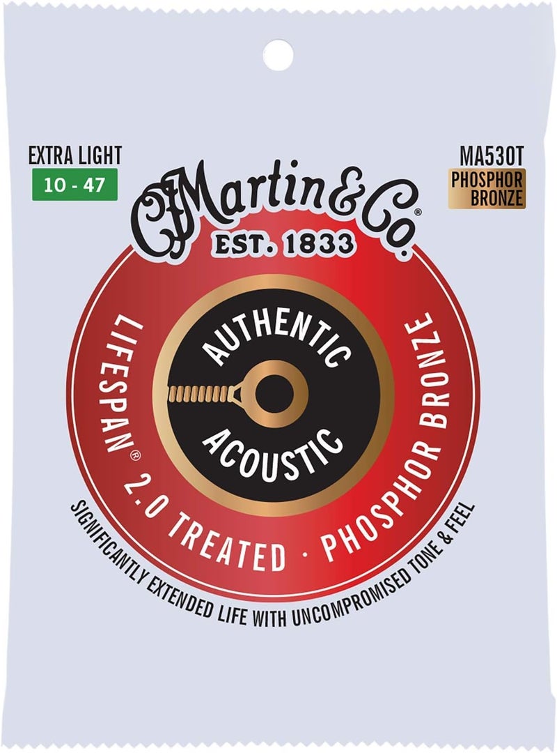 Martin Multiple options Authentic Acoustic Guitar Strings - Lifespan 2.0 Treated Wide use selected material - Image 1