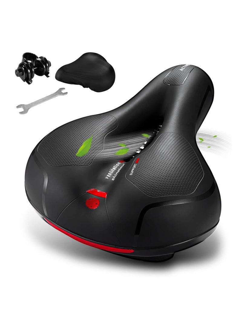 وسادة مقعد مريحة للرجال والنساء مع كرة مزدوجة لامتصاص الصدمات من إسفنج الذاكرة المقاوم للماء، سرج دراجة عريض مناسب للدراجات الهوائية - Image 1