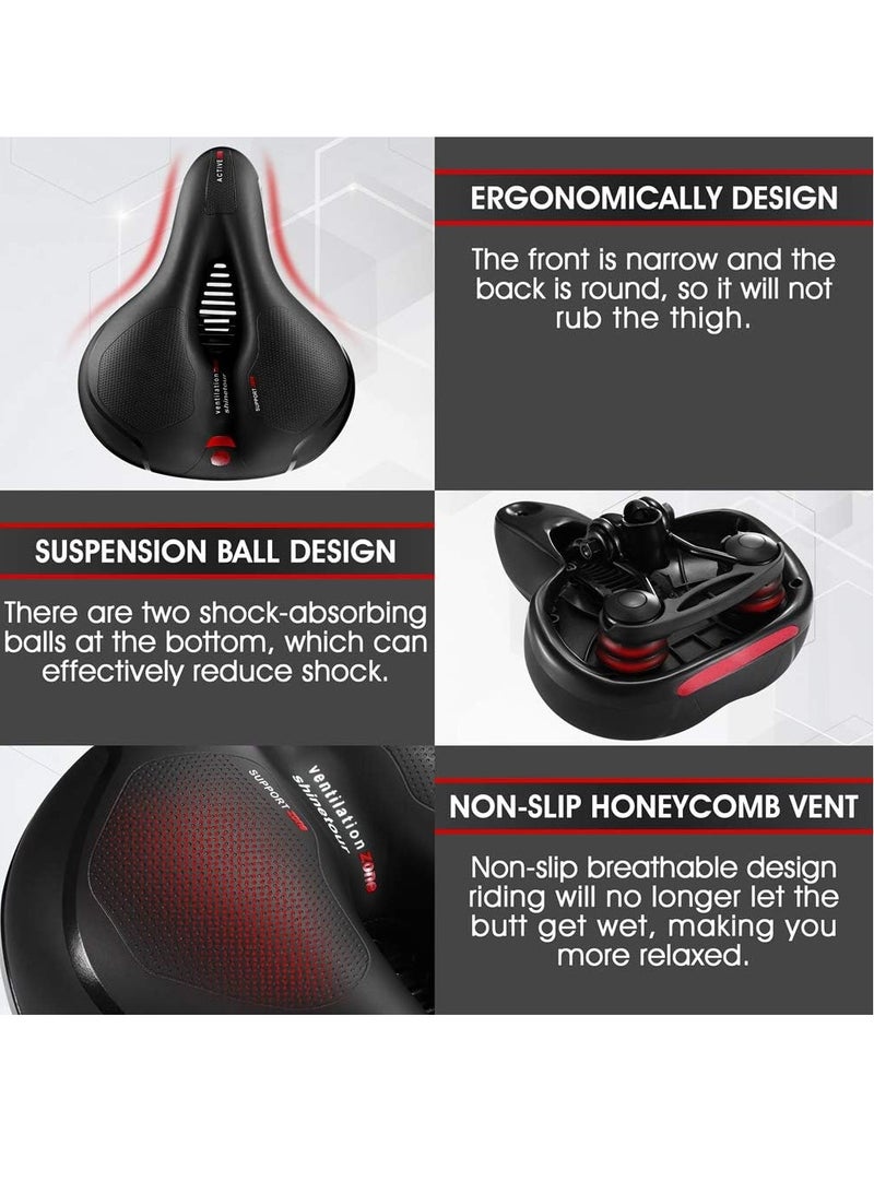 وسادة مقعد مريحة للرجال والنساء مع كرة مزدوجة لامتصاص الصدمات من إسفنج الذاكرة المقاوم للماء، سرج دراجة عريض مناسب للدراجات الهوائية - Image 5