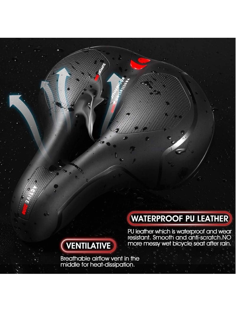 وسادة مقعد مريحة للرجال والنساء مع كرة مزدوجة لامتصاص الصدمات من إسفنج الذاكرة المقاوم للماء، سرج دراجة عريض مناسب للدراجات الهوائية - Image 3