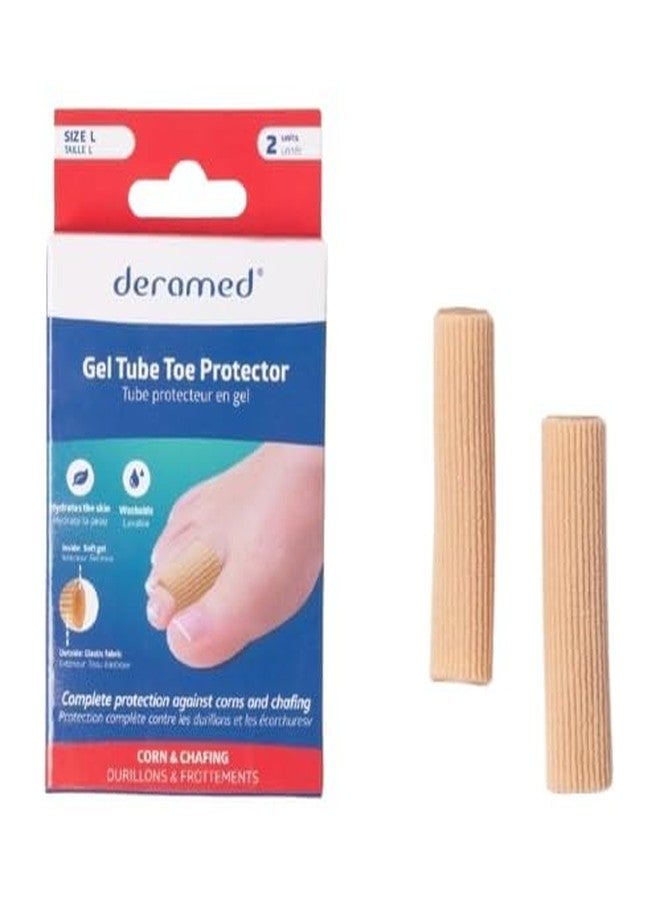 DERAMED New Gel Tube Toe Protector Ribbed Elastic Soft Gel Interior Pain Relief Corns and Abrasions Protection Moisturizing Gel Adjustable Length, Size -Large - Image 1