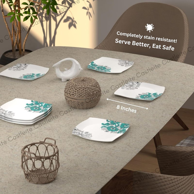 Castleite Marvella Melamine Quarter Plates Set of 6 for Serving - Size - 8', Edgy Square, Unique Design, Break Resistant for Home, Kitchen, Restaurant, Party - Dishwasher Safe (Lazuli Dream) - Image 4